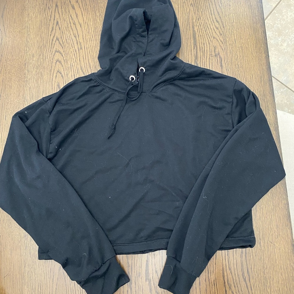 Black Cropped Hoodie